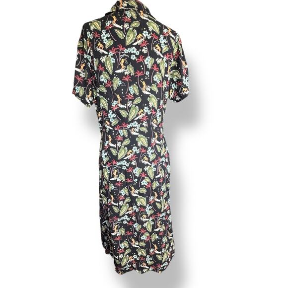 A.P.C. Floral Midi Dress - Black and Green - Picture 6 of 13